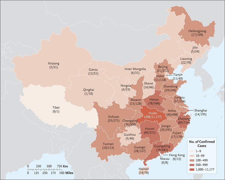 Distribution of Patients with Covid-19 across China.